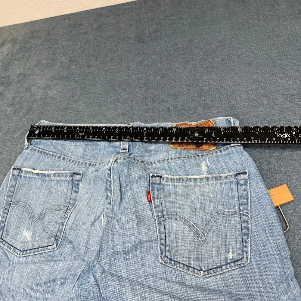 Levi's 514 Slim Straight Jean Men 30x32 Blue Denim Light Wash Distressed Pockets